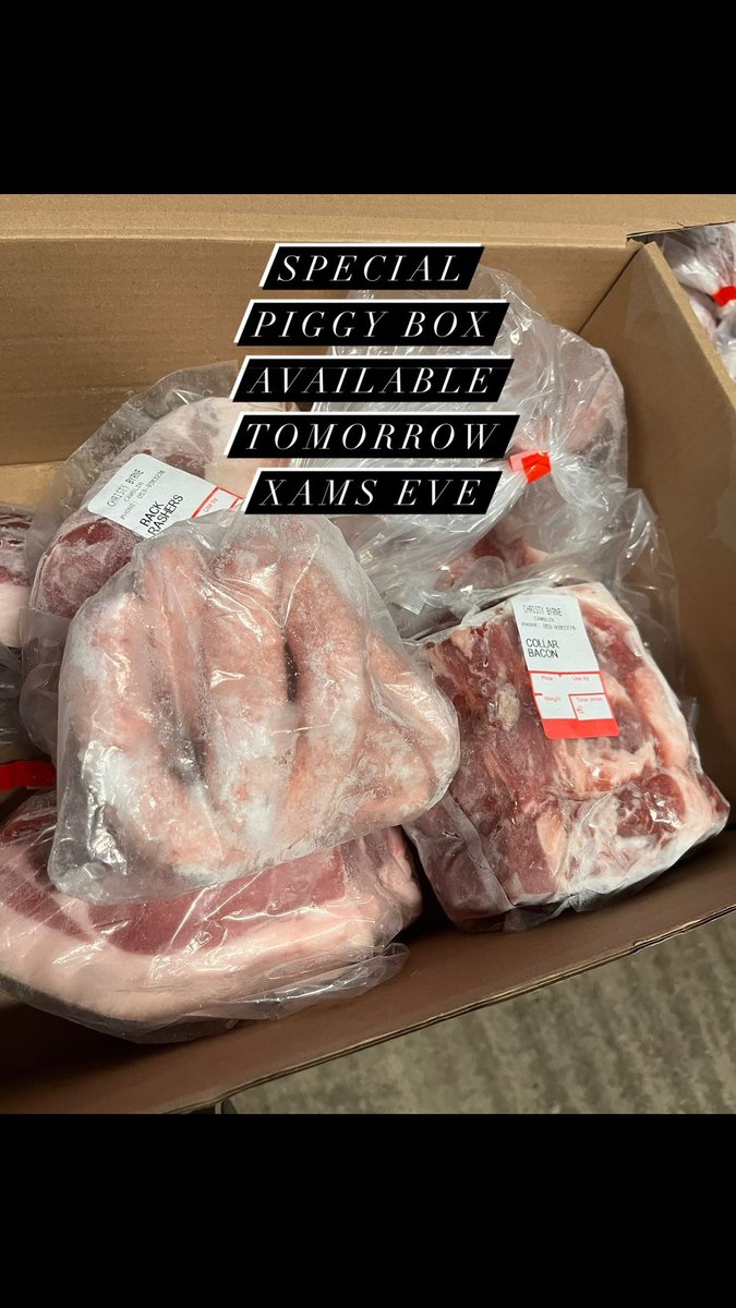 🎉 Special Offer Alert! 🎉
As a trial, we’ve put together a limited-edition Dunne’s Farm Piggy Box, available tomorrow ONLY from 9am until sold out! 🐷✨
€90 per box.

Michael and Max will be on hand to serve you, along with some delicious Dunne’s Farm Honey—perfect for glazing