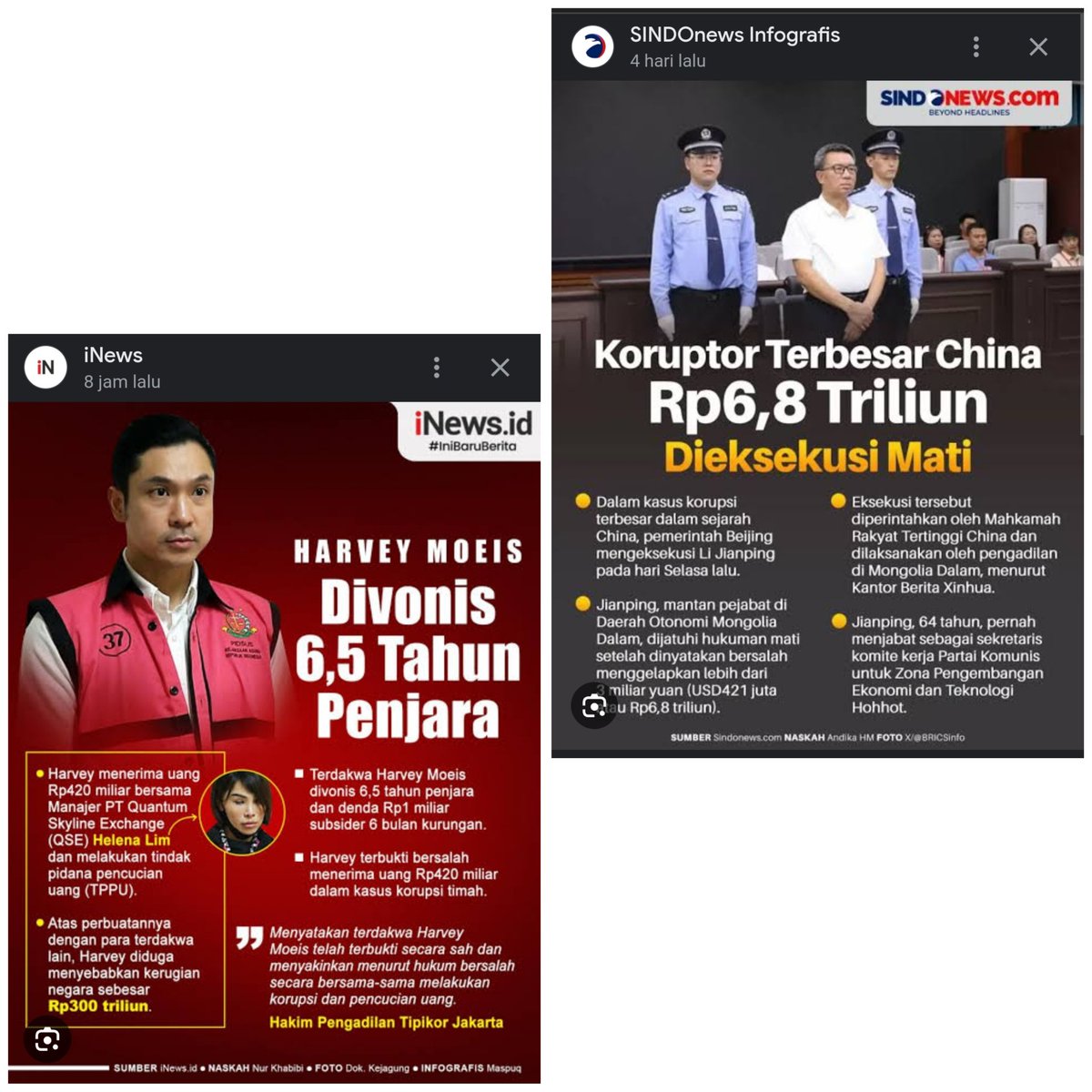 P3gEl's tweet image. Di Cina rugikan negara 6,8 T di vonis mati, di wakanda rugikan negara 300 T hanya divonis 6,5 tahun penjara (belum termasuk bonus remisi dan potong masa tahanan). Cuma ada di wakanda, hakimnya ramah terhadap koruptor, kalo di Cina Garang-2😊