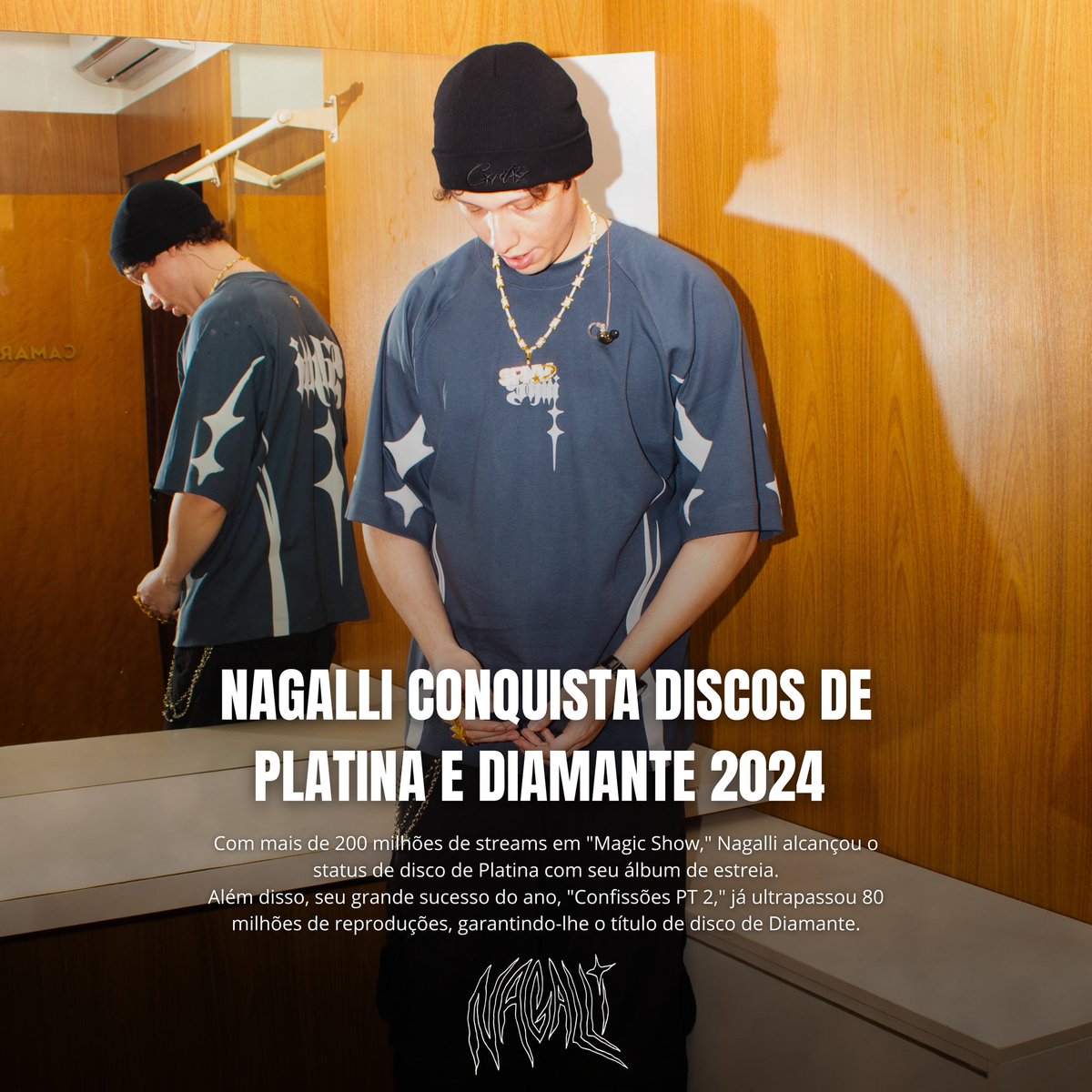 centralnagalli's tweet photo. Nagalli alcançou o status do Disco de Platina através do seu primeiro Álbum “Magic Show”, com mais de 200 milhões de streams. 

Seu sucesso “Confissões PT 2” que conta com mais de 80 milhões de reproduções, também recebeu certificado de Diamente nas plataformas digitais. https://t.co/7Owu8jamu0