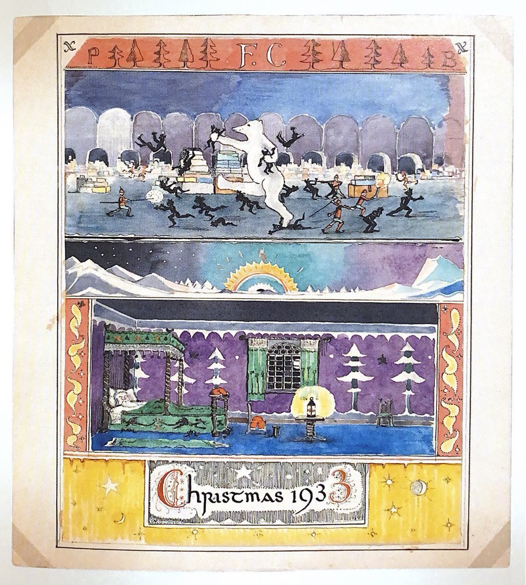 bo66ie29's tweet photo. Every December an envelope bearing a stamp from the North Pole would arrive for J.R.R. Tolkien's children. Inside would be a letter in strange spidery handwriting and a beautiful colour drawing. They were from Father Christmas, telling enchanting tales of life at the North Pole. https://t.co/a0mOAj5npr