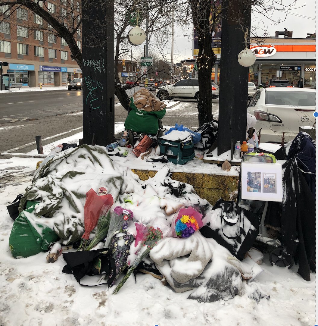 If you are around the Danforth and Coxwell area tonight at 7 pm, please come to a vigil for an unhoused neighbour. Bring a candle if you can 🤍 🕯️🤍

(Photo shared with permission from the vigil organizer, Patti)