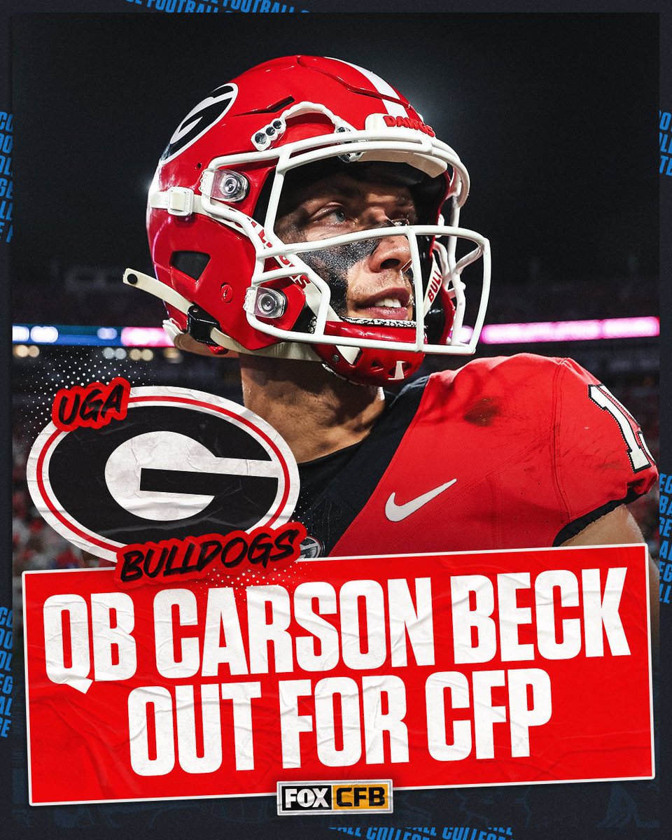 CFBONFOX's tweet photo. Carson Beck has been ruled out for the remainder of the season, per multiple sources. https://t.co/IHOKbY4FGh