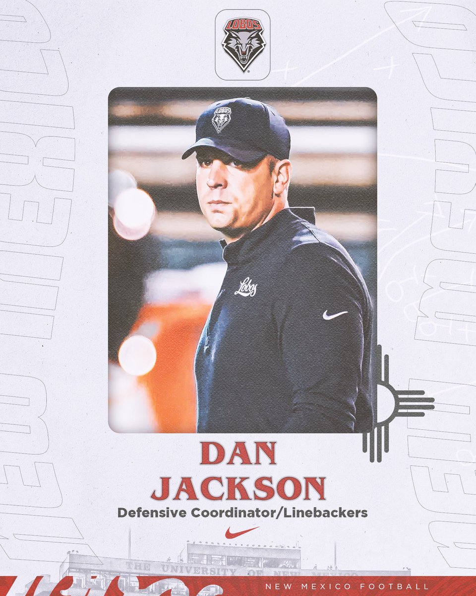 New Mexico Football (@unmlobofb) on Twitter photo Another one! Let’s welcome new Defensive Coordinator/LBs coach <a href="/CoachDtjackson/">Dan Jackson</a> to the Lobo Family! #GoLobos Another one! Let’s welcome new Defensive Coordinator/LBs coach <a href="/CoachDtjackson/">Dan Jackson</a> to the Lobo Family! #GoLobos