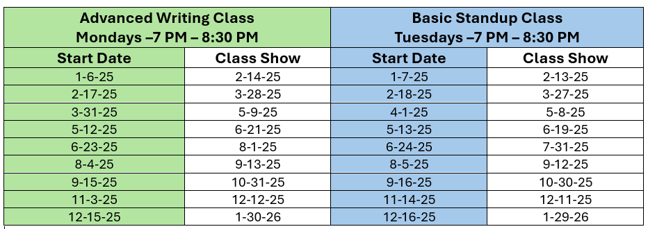 ChipAmbrogio's tweet photo. Get $50 off  2025 classes by sending your tuition by Christmas Day!
Stand Up class is $375.  The writing class is $425.  Both are six-week, 90 minute sessions followed by a graduation show in front of a live audience which includes a video of your set.

Questions call201-452-0318 https://t.co/pLA2z6aJMs
