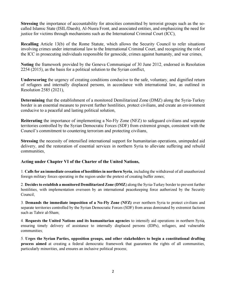 zarmoham's tweet image. This is why we need a UNSC resolutions: Here is a draft that includes all legal references and provisions in relation to Syria Circumstances. 📜✏️ #UNSCResolution