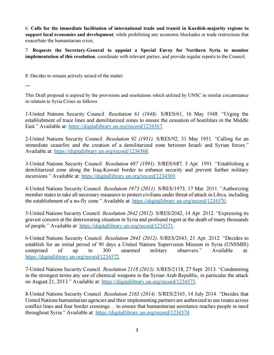 zarmoham's tweet image. This is why we need a UNSC resolutions: Here is a draft that includes all legal references and provisions in relation to Syria Circumstances. 📜✏️ #UNSCResolution