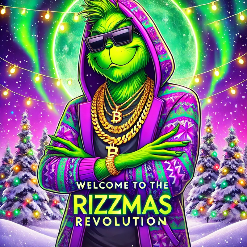 Grinchrizzmass's tweet photo. 🎄✨ “WELCOME TO THE RIZZMAS REVOLUTION!” 💸🔥

🟢 The Cringe Who Stole Rizzmas isn’t just a meme coin – it’s a movement. Gold chains, green gains, and festive chaos are just the beginning. 🎁🚀

💬 “Get rizzed or get left behind.” 🕶️💎

 #StayRizzed #RizzmasCoin #MemeCoin https://t.co/sUUevDe7ZE