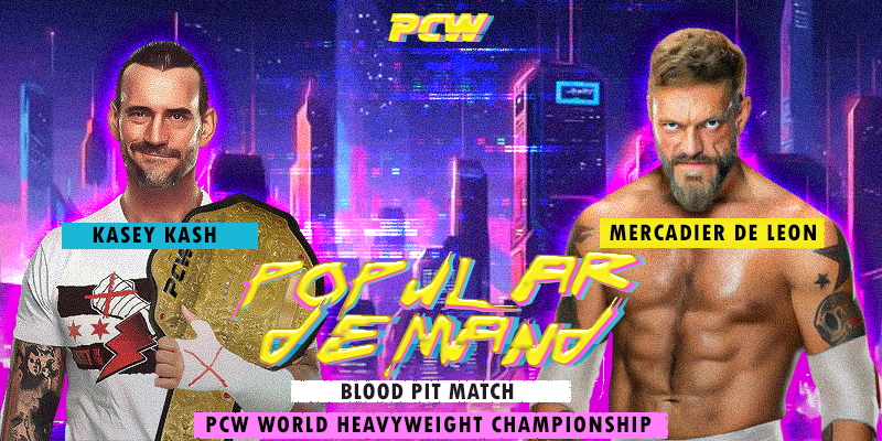 Our main event tonight will be contested in our second-ever BLOOD PIT MATCH! <a href="/a55_h01e/">𝐓𝐇𝐄 𝐋𝐀𝐒𝐓 𝐎𝐔𝐓𝐋𝐀𝐖</a> defends the PCW World Heavyweight Championship against Mercadier de Leon in what will be a war between this two! Who will lead PCW in the new year as world champion? #PCWPopularDemand24