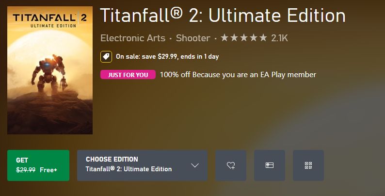 Wario64's tweet photo. Titanfall 2: Ultimate Edition is free to own on XBL for EA Play/Game Pass Ultimate members https://t.co/D2tNqfodli https://t.co/xfErQTX7bb