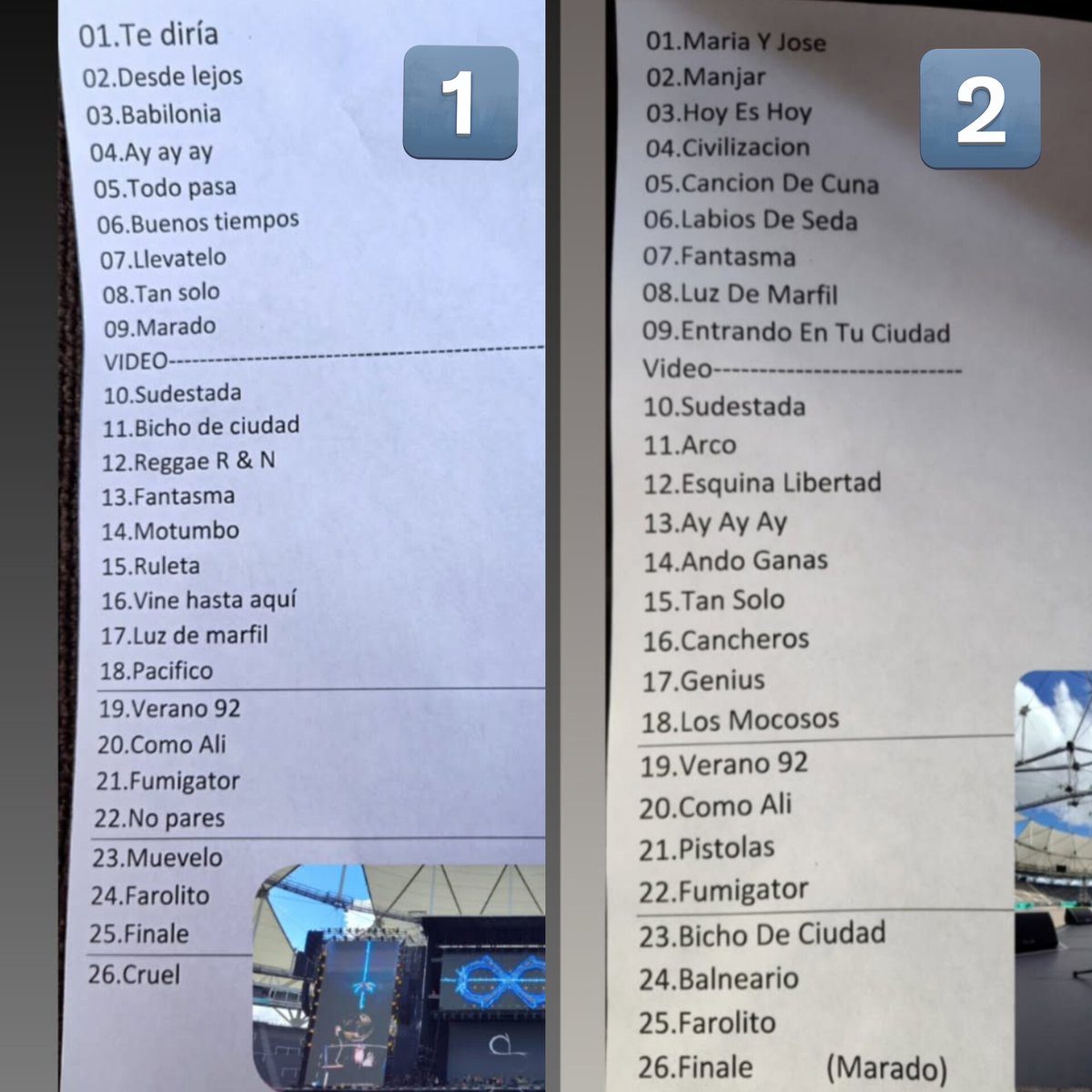 finisterre_rock's tweet photo. Estas fueron las listas de los rituales⬇️
-Iban incrementando la cantidad de temas a medida que pasaban las fechas: 26 para el 1ro, 27 para el 2do y 3ro, 28 para el 4to y 29 para el 5to. 
-Casi 3hs de show por día 🤯

📸IG Martin.lerena https://t.co/PT8qq9fIzk