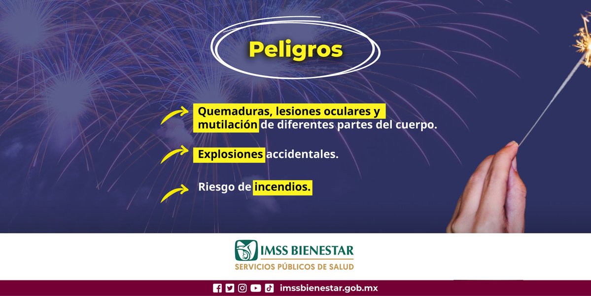 IMSS_Bienestar's tweet photo. ¡Es momento de concientizar! 🎇 

¡La pirotecnia puede ser peligrosa, para todas y todos! En especial para niñas y niños, e incluso nuestros animales de compañía 🔥👶🐾 https://t.co/zw9qQy1n7X
