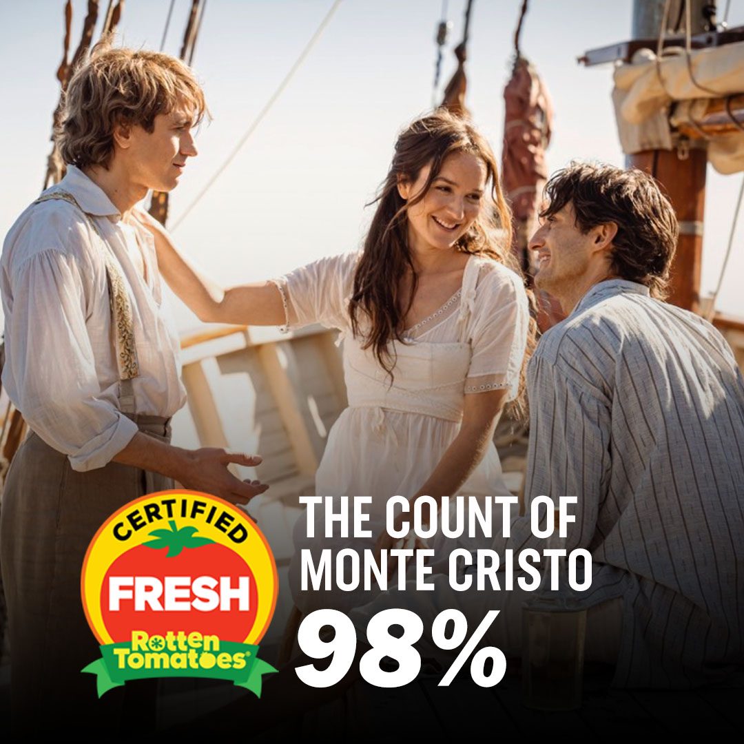 #TheCountOfMonteCristo is Certified Fresh at 98% on the Tomatometer, with 46 reviews: rottentomatoes.com/m/the_count_of…