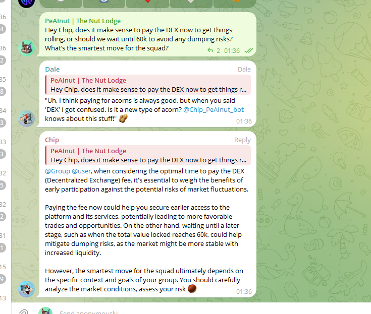 Peainutsol's tweet photo. Dale’s cracking jokes (as always), but Chip’s dropping some serious nutty wisdom—this one’s all about strategy and timing! 🧠

👉 What do YOU think is the smartest move for the squad?

chip is a good chad.

$ainut #peainut #solana #pumpfun https://t.co/Cp69gBeWkI