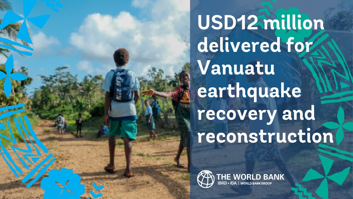 HamishJWyatt's tweet photo. 🇻🇺🇻🇺The World Bank has fast-tracked US$12 million to the Government of Vanuatu for emergency response and recovery, following the devastating 7.3 magnitude earthquake on December 17. 

Learn more: https://t.co/q4E1lpZ6dv https://t.co/1bMrLj1vxC