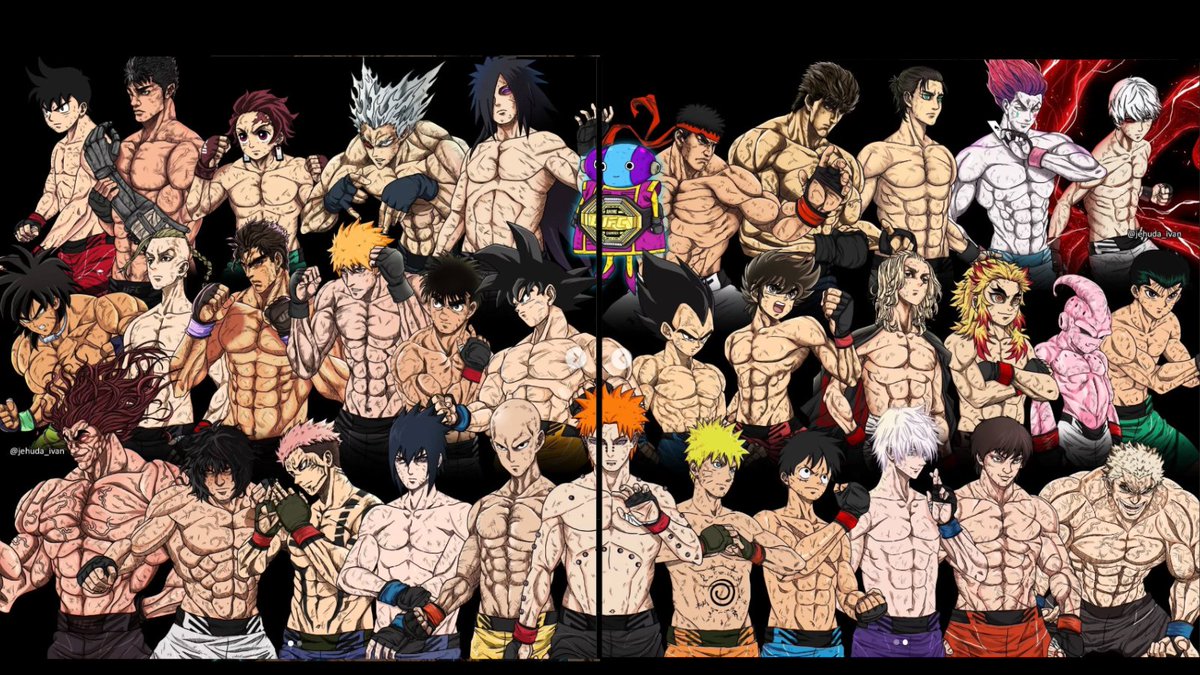 Bunnybarns12's tweet photo. Took a minute get these two pics together as best as I could, but Love how @JehudaIvan made this roster of anime fighters!!!! This gives me an idea! https://t.co/hUKyjhxflx
