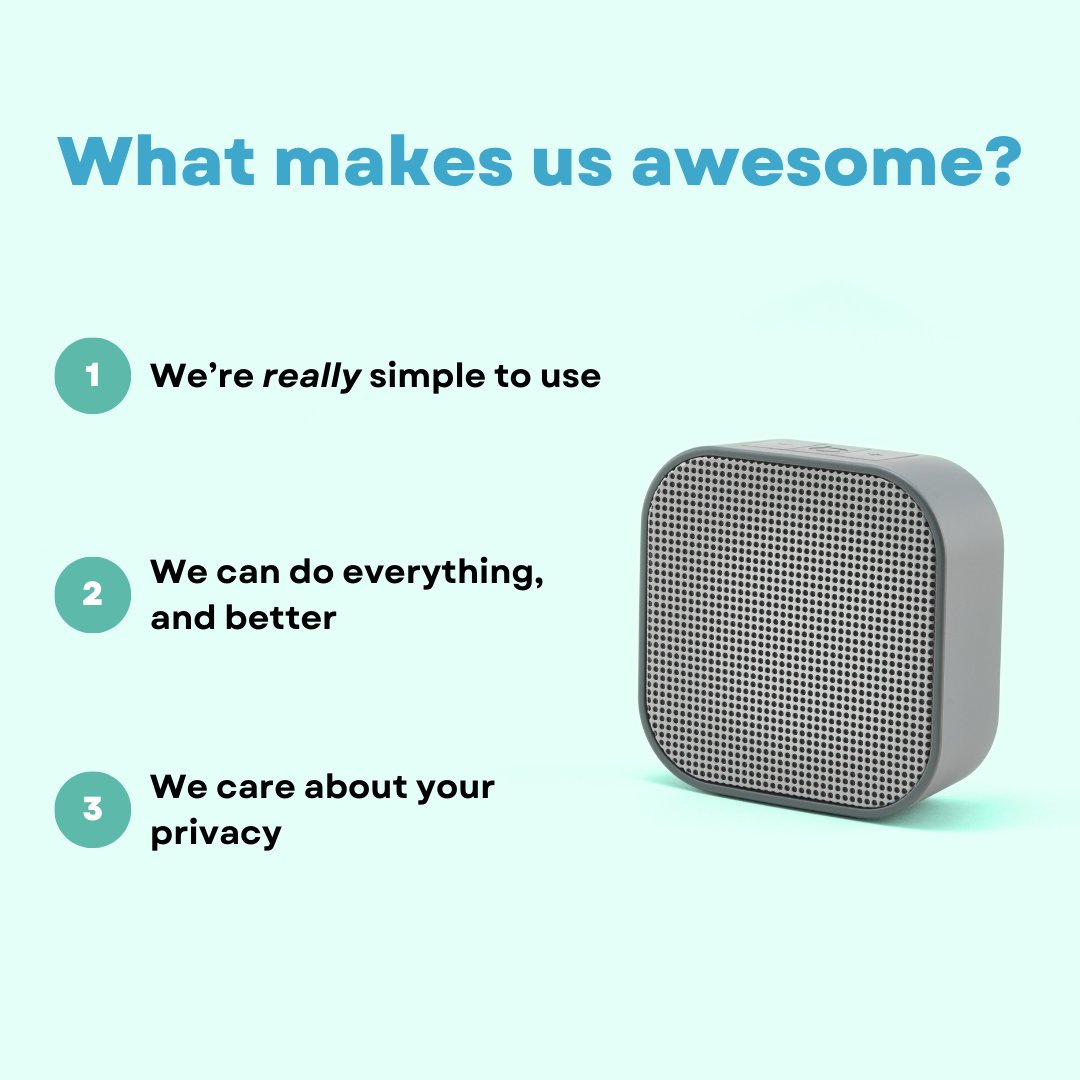 We make audio simple, powerful, and private. Dio’s core values are designed around you.

#EffortlessSound #HomeAudio #PrivacyMatters #DioSpeakers