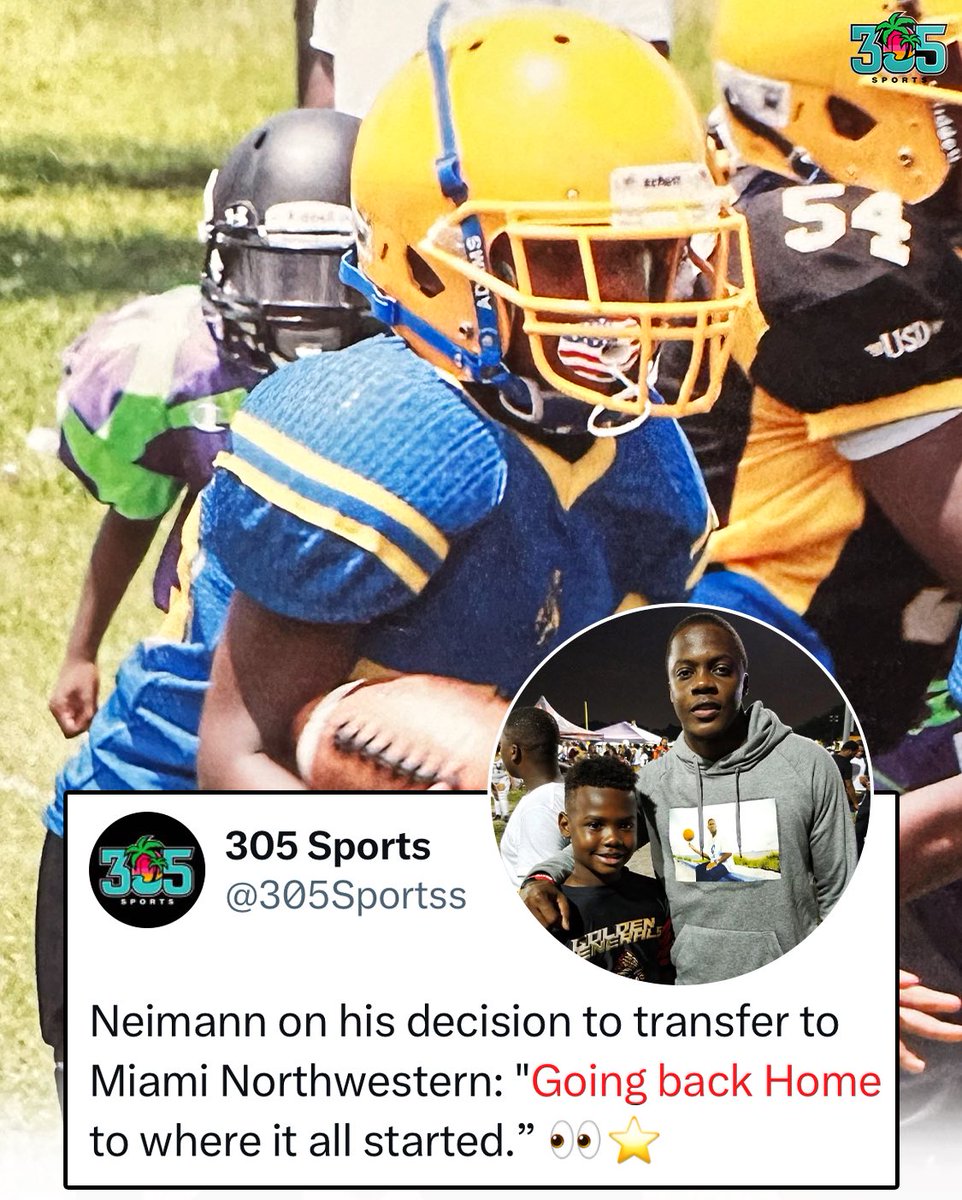 305Sportss's tweet image. Neimann Lawrence is transferring to Miami Northwestern, he tells us.🤩🚨 @NEIMANLAWRENCE1 @mnw_fb @coach_h2o 

2028 QB is joining the state-champion Bulls after a STATEMENT freshman season.