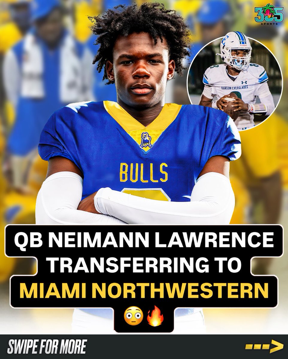 305Sportss's tweet image. Neimann Lawrence is transferring to Miami Northwestern, he tells us.🤩🚨 @NEIMANLAWRENCE1 @mnw_fb @coach_h2o 

2028 QB is joining the state-champion Bulls after a STATEMENT freshman season.