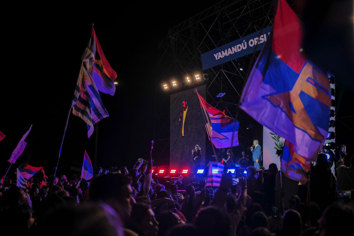 Jon (@jonorbach) on Twitter photo For <a href="/AP/">The Associated Press</a>: Frente Amplio supporters celebrate candidate Yamandú Orsi's victory in Uruguay's presidential election at the coalition's base in Montevideo, Nov. 24, 2024. For <a href="/AP/">The Associated Press</a>: Frente Amplio supporters celebrate candidate Yamandú Orsi's victory in Uruguay's presidential election at the coalition's base in Montevideo, Nov. 24, 2024.