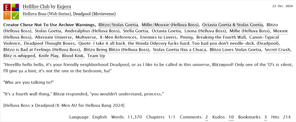 Hellfire Club by <a href="/Jess_TheDreamer/">JessTheDreamer 🌟</a>, with art by @blitzosfivehead, is now live on ao3 ‼️ tune in for this x-men fusion!

archiveofourown.org/works/61534018

#HelluvaBang