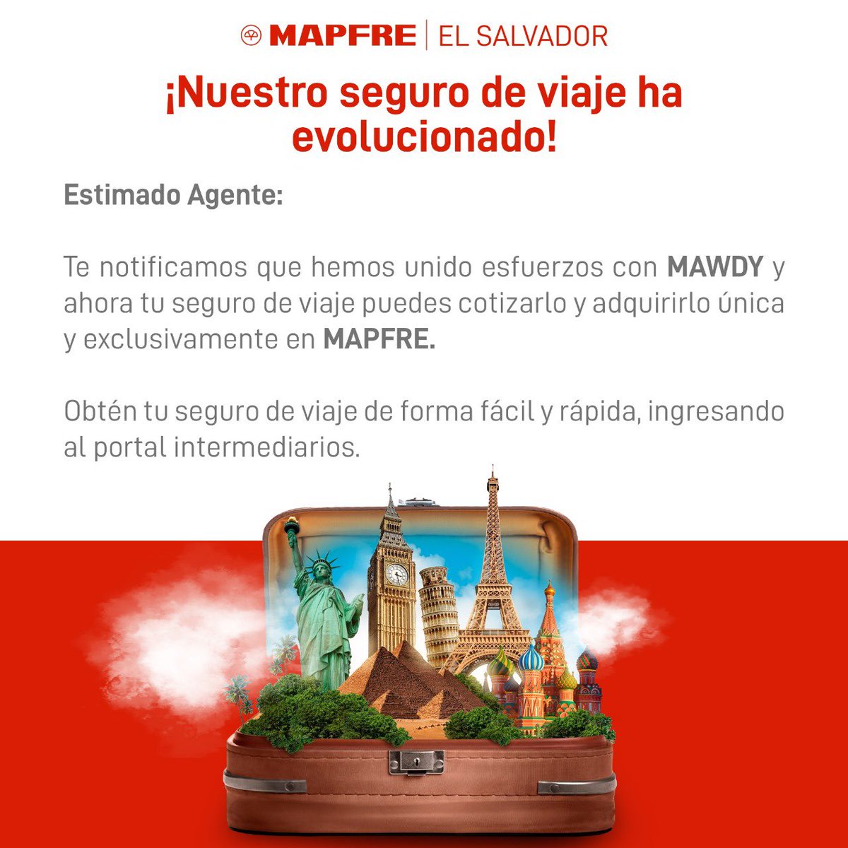 MAPFRE_SV's tweet photo. 🚨PARA INTERMEDIARIOS Y AGENTES🚨

🤩🛩️Ya puedes ingresar al portal de intermediarios y cotizar tu seguro de viaje de forma fácil y rápida

🔗https://t.co/oaqAAaZHlQ
.
.
.
#MAPFRE #mapfreelsalvador #elsalvador🇸🇻 #seguros #segurodeviaje🌏🛫 https://t.co/c93SuTn7Af