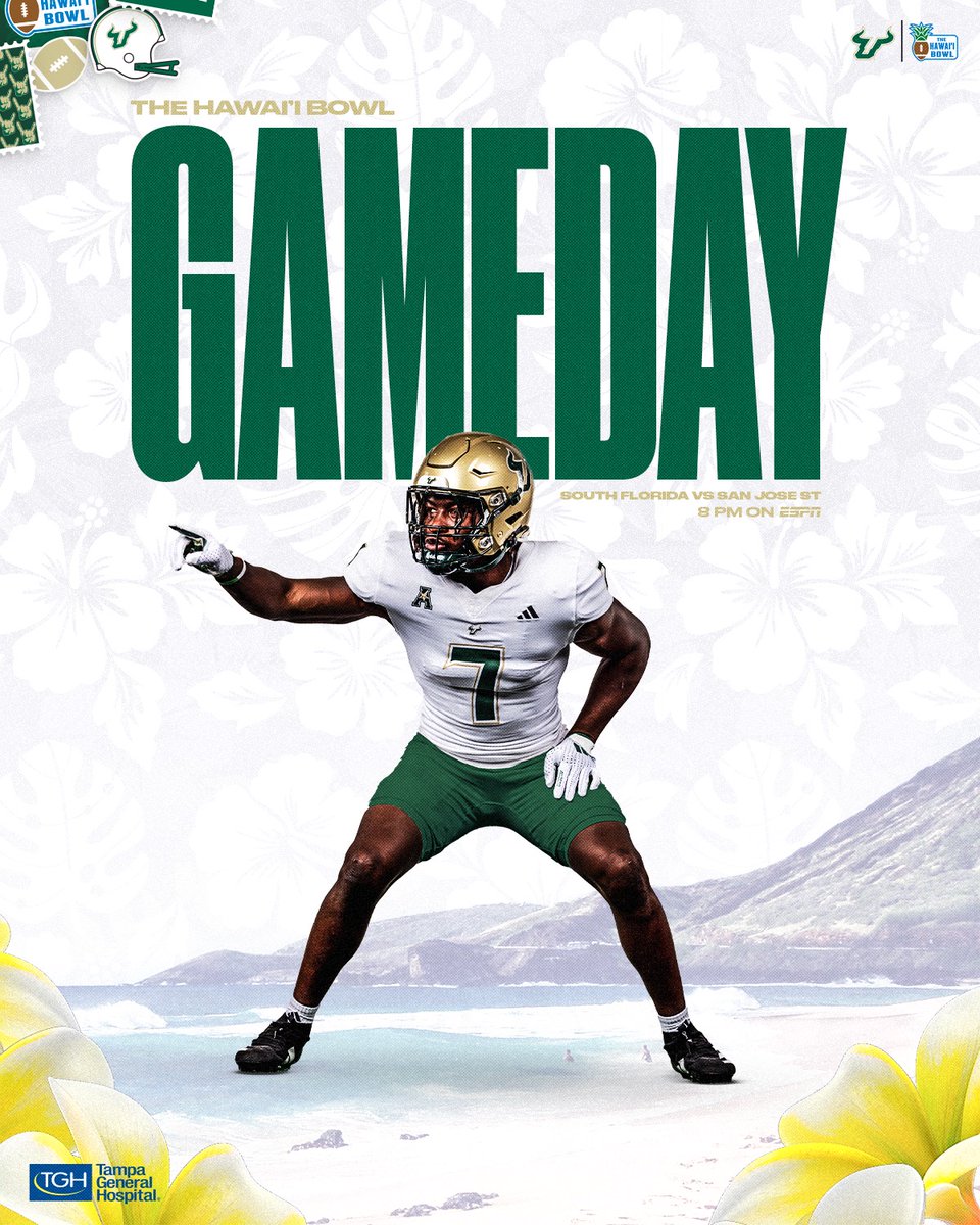 USF Football (@usffootball) on Twitter photo 🗣️ <a href="/HawaiiBowl/">The Hawai'i Bowl</a> GAME DAY
⏰: 8:00PM
📺: ESPN
📻:<a href="/1025TheBone/">102.5 The Bone</a>
📲: gobulls.co/BullsUnlimited
📊: gobulls.co/stats
#ComeToTheBay | #StayInTheBay 🗣️ <a href="/HawaiiBowl/">The Hawai'i Bowl</a> GAME DAY
⏰: 8:00PM
📺: ESPN
📻:<a href="/1025TheBone/">102.5 The Bone</a>
📲: gobulls.co/BullsUnlimited
📊: gobulls.co/stats
#ComeToTheBay | #StayInTheBay