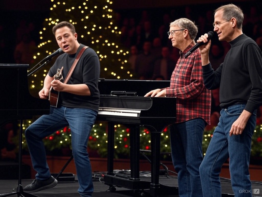 Iguazolandia_'s tweet image. #Humor #IA 
jajajajajajajajajajaj
@elonmusk haciendo parte de un trío en navidad con @BillGates y con el finado #stevejobbs
Imagen de @grok