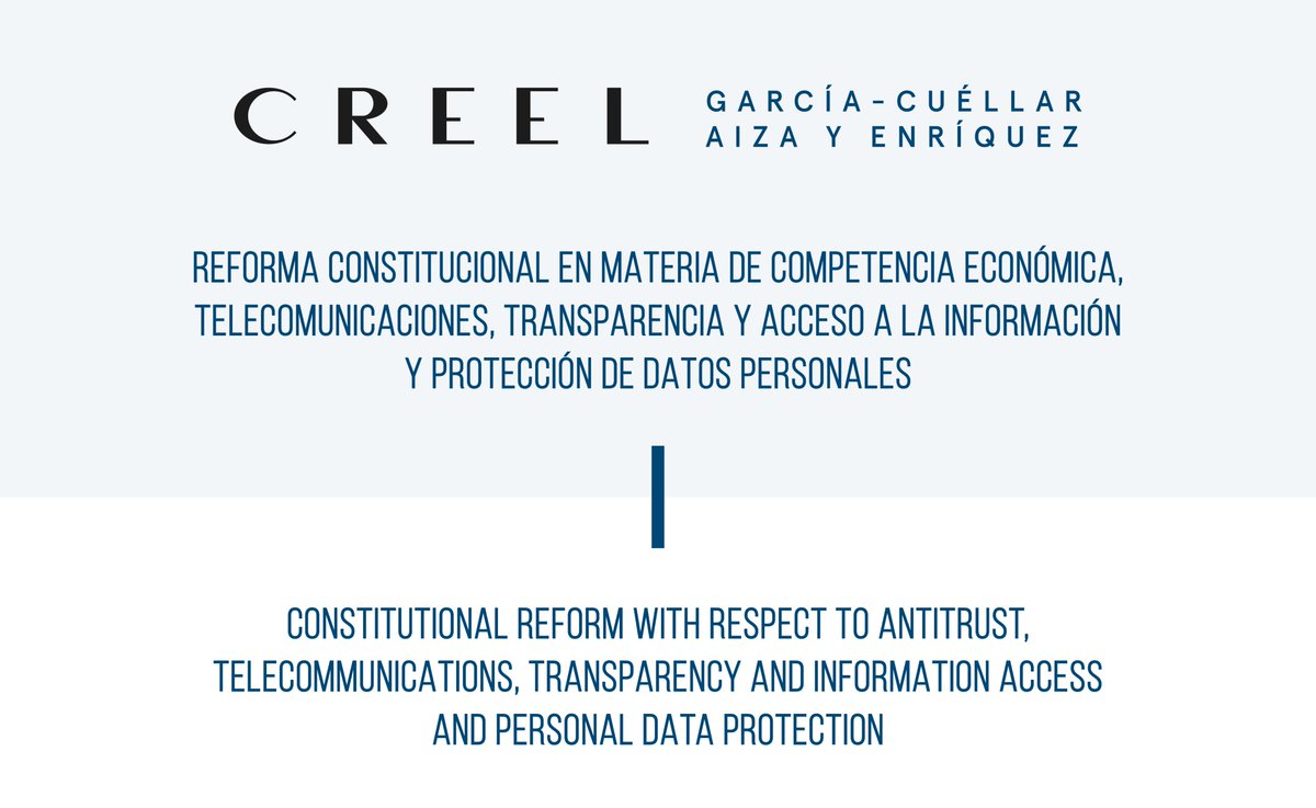 creelmx's tweet image. El 20/12/2024 se publicó una reforma constitucional que transforma las autoridades de competencia económica, telecomunicaciones, transparencia y acceso a la información y protección de datos personales. Para más detalles:
Esp: lnkd.in/g37WtQ3s
Ing: lnkd.in/gqy-y6mP