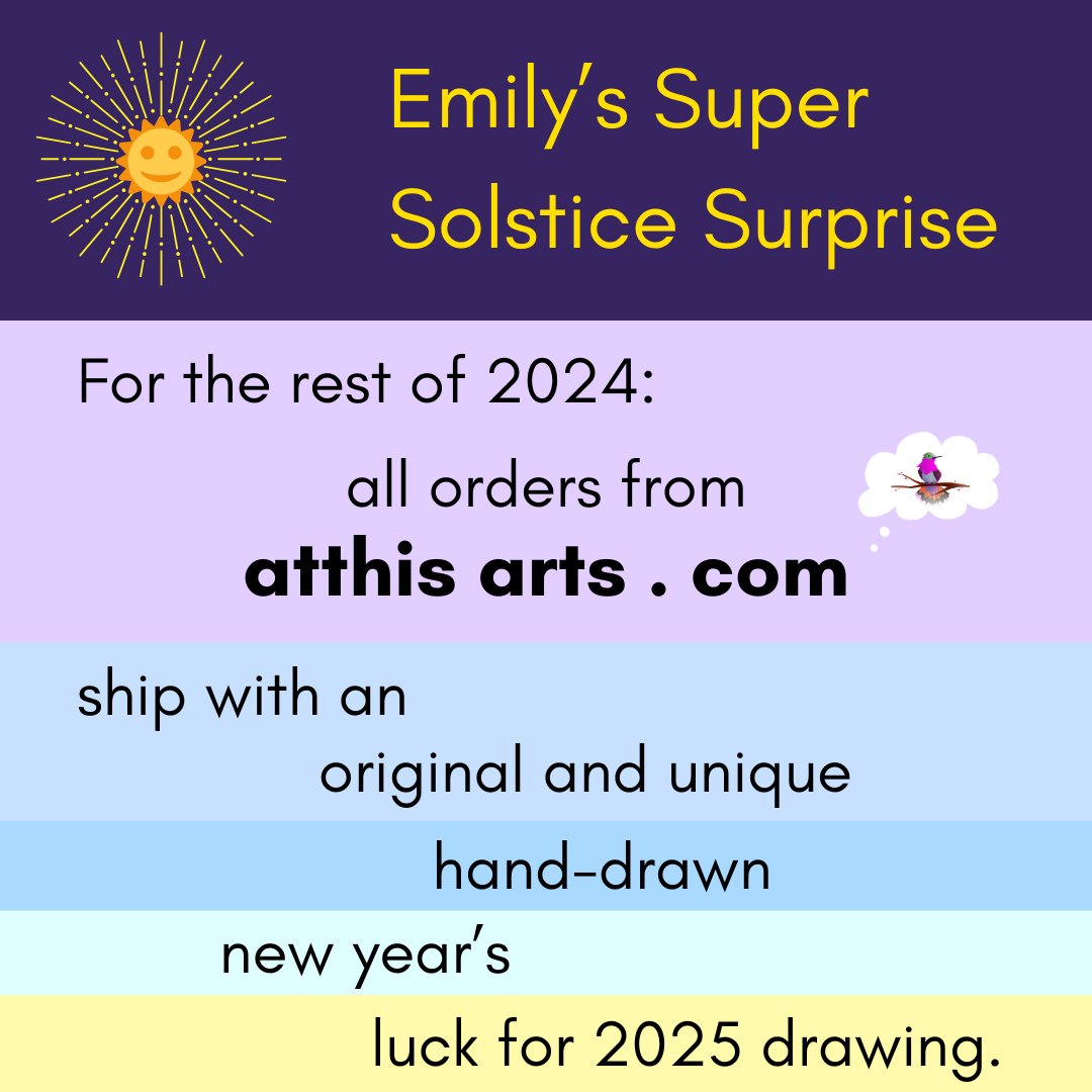 ** Now with words spelled correctly... ? **

1) Luck not guaranteed; that's not how luck works.
2) Drawing sent separately for direct-shipped orders.
3) Let me be your concierge! Give me a mood or taste and I'll let you know a book that might fit. No pressure; asking is super!