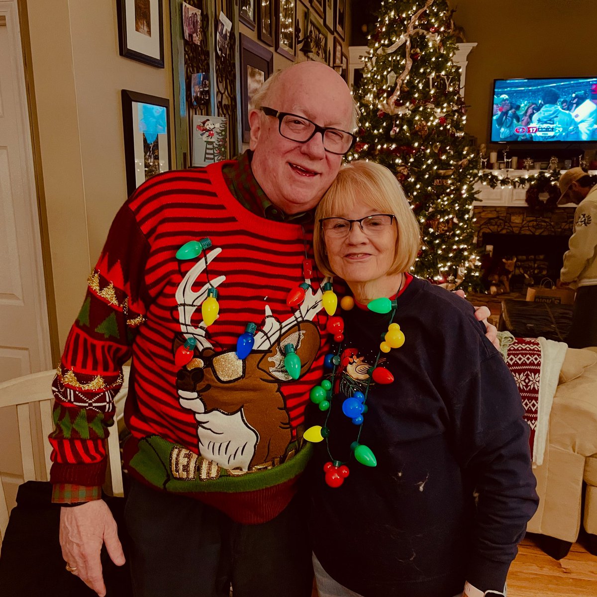 After 55 years of being in love, Donna &amp; I know how to light up a room! 
Had so much fun yesterday with 13 members of the Glaze/Godfrey family! #wearesoblessed 
Merry Christmas