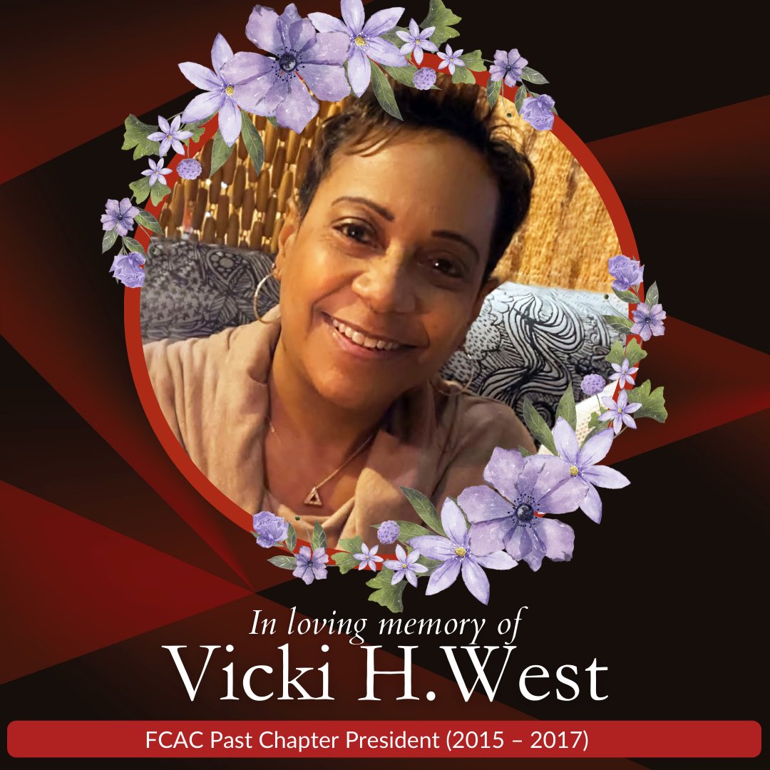 FCACDST's tweet photo. With very heavy hearts we share news of the passing of our beloved 7th Chapter President (2015 - 2017), Vicki West. Please keep Soror West’s family and loved ones in your thoughts and prayers during this difficult time. She will be greatly missed. #FCACDST #FCACMade #GenesisSPR96 https://t.co/lZcqbUGmxI