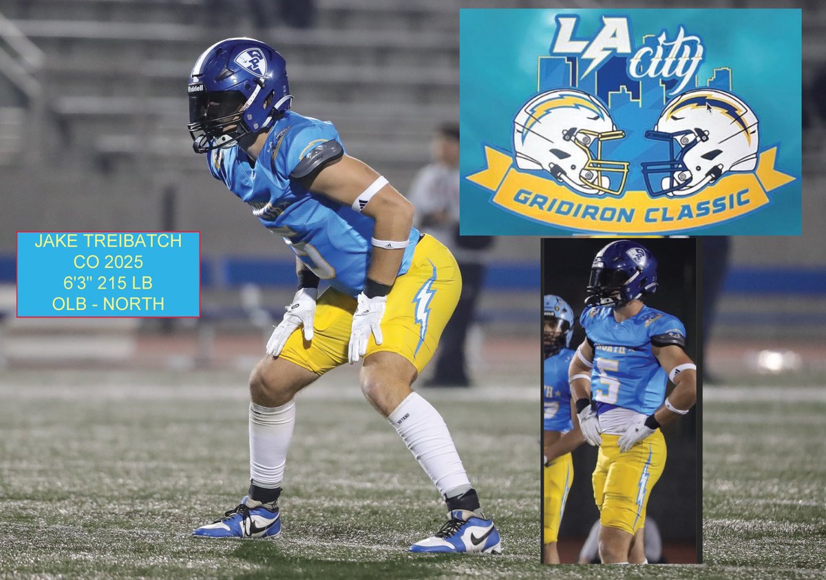 JTreibatch's tweet photo. Blessed to have been selected as one of the captains for the All City Gridiron Classic All Star Game this past Friday. Honored to represent Palisades. Thank you to @iamchuckprice and @chargers  for the opportunity to play. 
@CoachSmithPali @palipostsports @latsondheimer @GregBiggins @Tarek_Fattal @LASectionJunkie