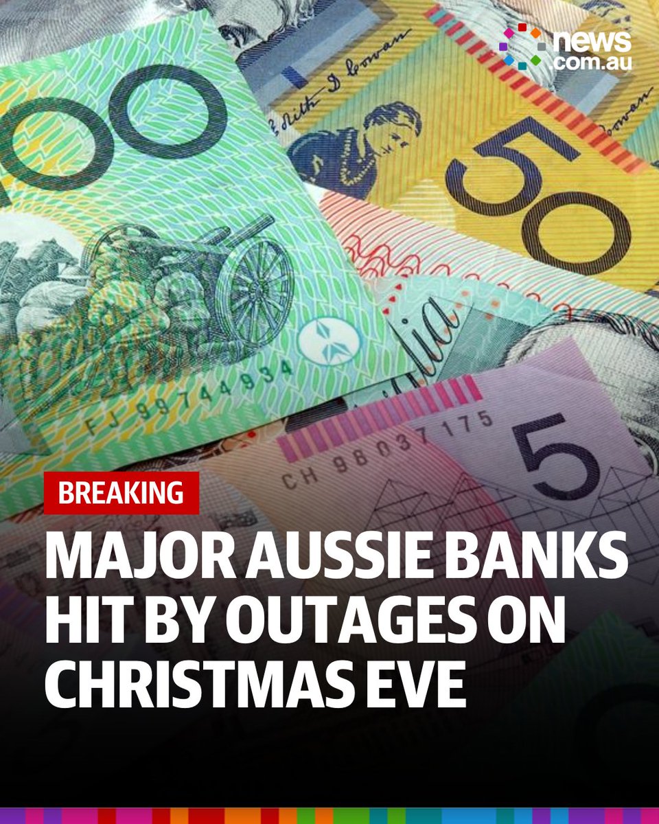 newscomauHQ's tweet photo. #BREAKING: A major outage has struck several banks during one of the busiest shopping days of the year, leaving customers furious. Full story: https://t.co/T4UBJSqy6k https://t.co/adkIdQEQuj