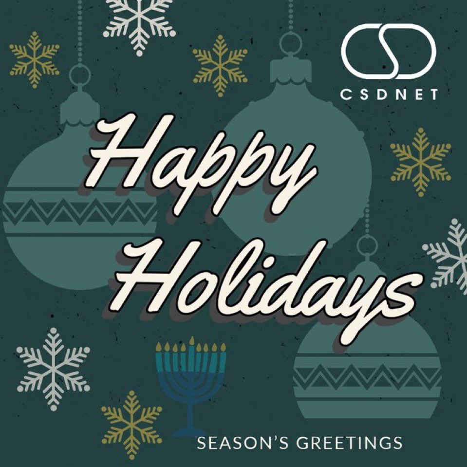 CSDNET's tweet image. Happy Holidays from #CSDNET!  Hope you have a joyous &amp;amp; healthy season! 
🎁🕎🎄🎅☃️ #2024