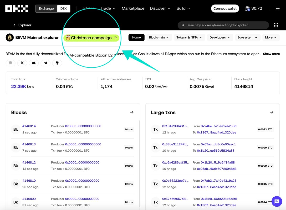 Gm winners! BEVM  is coming to town🧑‍🎄

The party's happenin' right here:
1. Follow @BTClayer2  &amp; RT.
2. Click (okx.com/web3/explorer/…) to start your mission!
3. Link your wallet for rewards!
4. Finish the quiz, easy!

⭐️10,011 $USDT for 1,000 task finishers!
Top 50 referrers
