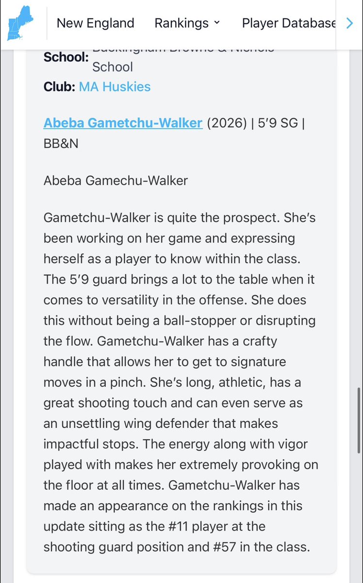 Thanks for the write up and update <a href="/PGHNewEngland/">Prep Girls Hoops New England</a> <a href="/MAHuskies/">MA_Huskies</a>
