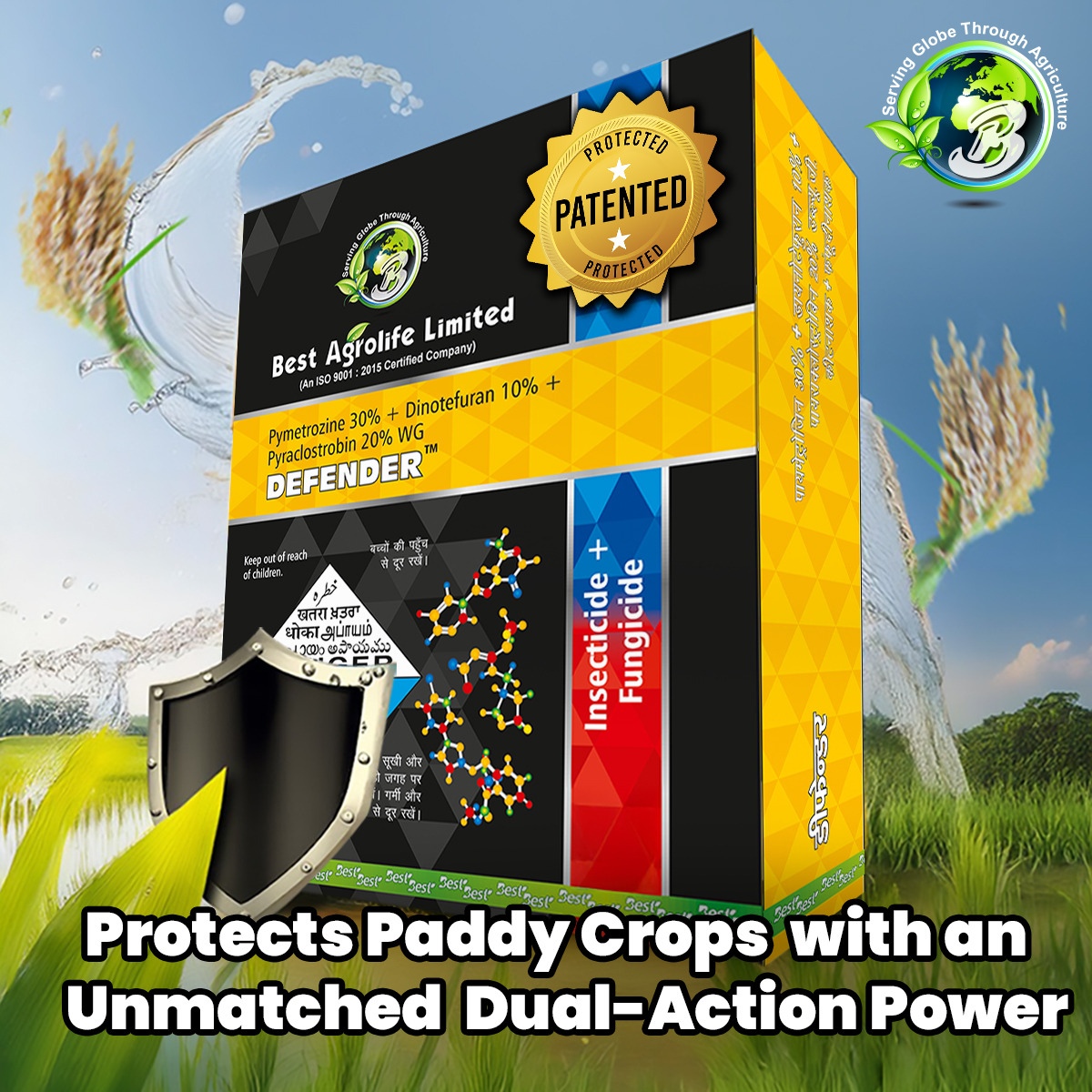 BestAgrolifeLtd's tweet photo. Introduced In 2024: Defender #BestAgrolife2024
Our patented innovation, #Defender eradicates Brown Planthopper (BPH) and combats early blight, frog eye leaf spot, Alternaria leaf spot, and Alternaria leaf blight. #PaddyProtection #AgriSolutions #BestAgrolife #CropHealth https://t.co/XfZQs26SBg
