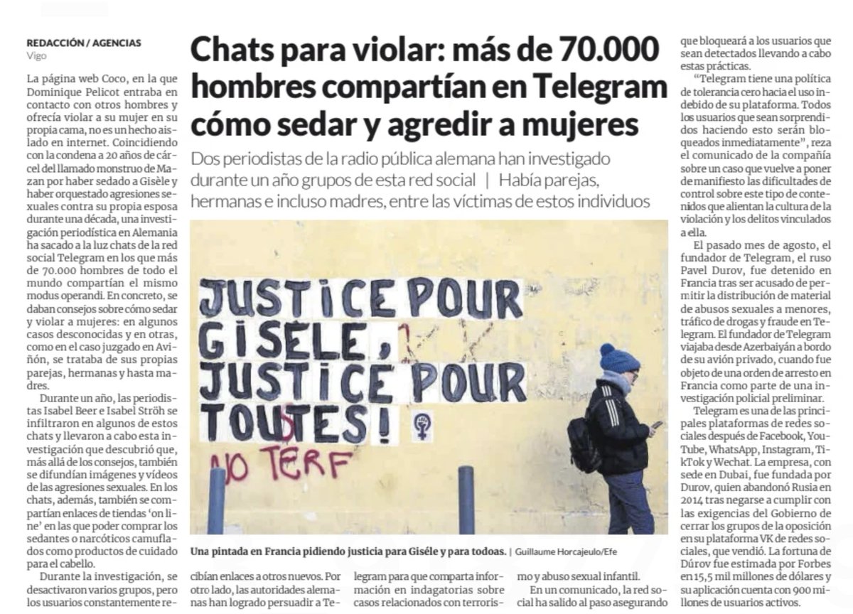 OscarSanchez's tweet photo. Más de 70.000 hombres compartían en @telegram cómo sedar y agredir a mujeres en algunos casos desconocidas y también a sus parejas, hermanas y hasta madres. #ElMundoSeAcaba
#VamosAContarlo https://t.co/QDfXBqlnFy https://t.co/F0mjKwJSpO