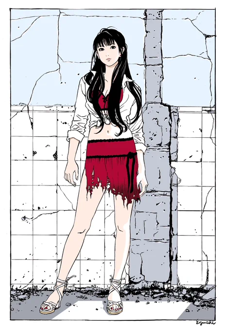 おれの描いたカホ(2013)の原画も展示されてるって。※展示されてるのは着色前のモノクロ原画です。 