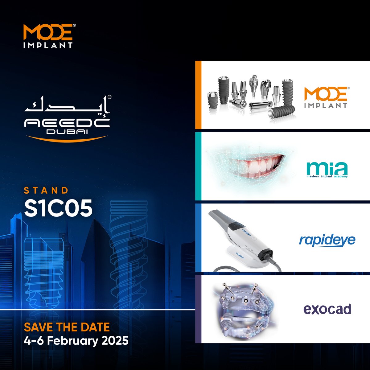 📣 MODE Implant is excited to invite you to AEEDC Dubai 2025! Visit us to explore innovations that enhance precision and efficiency in dental practice.

📍 S1C05
🗓 4-6 February 2025

📩 Contact us for more information:
🌐 modeimplant.com
📲 WhatsApp: +90 530 301 51 74