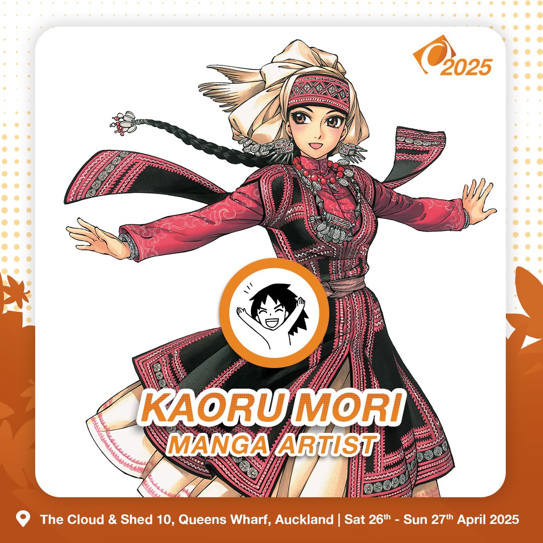 OverloadNZ's tweet image. 🎄 One last Christmas surprise! 🎨🌸 Introducing our 7th guest: KAORU MORI! The iconic manga artist behind Emma &amp;amp; A Bride’s Story, &amp;amp; winner of the 2012 Angoulême Prix Intergénérations. Fun fact: Mori-sensei cares for hermit crabs, mice, snails &amp;amp; dreams of a tortoise! #OverloadNZ