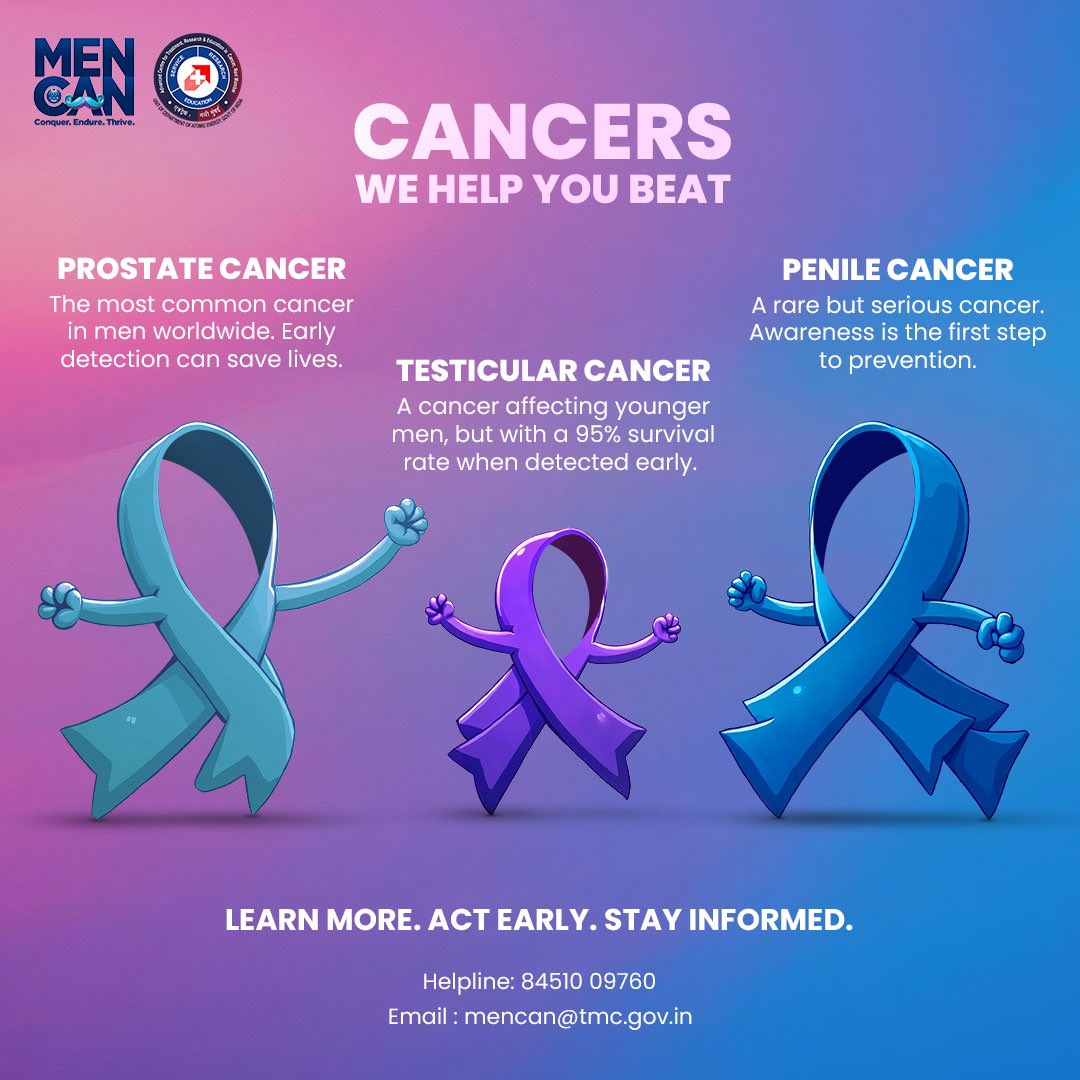 MenCan (@tatamencan) on Twitter photo At MenCan, we focus on providing comprehensive care for prostate, penile, and testicular cancers—cancers that impact men the most.
Contact us to know how we can help you navigate this tough journey of yours.
Helpline: 84510 09760.
Email id: mencan@tmc.gov.in. At MenCan, we focus on providing comprehensive care for prostate, penile, and testicular cancers—cancers that impact men the most.
Contact us to know how we can help you navigate this tough journey of yours.
Helpline: 84510 09760.
Email id: mencan@tmc.gov.in.