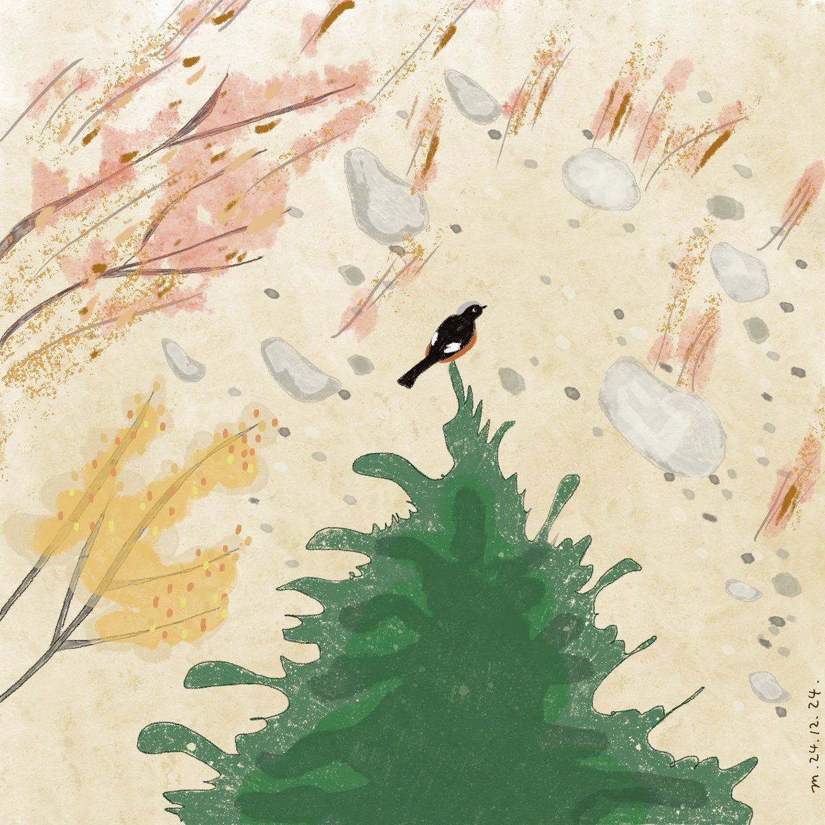 moyin's tweet photo. Merry Christmas.

#illustration  #painting  #drawing  #dailydraw  #sketch 
#ipadart #procreate #onedrawingaday
#らくがき　 #絵日記  #ゆるいイラスト
#イラストレーション #イラスト   #絵 https://t.co/0v7uZsbQdn