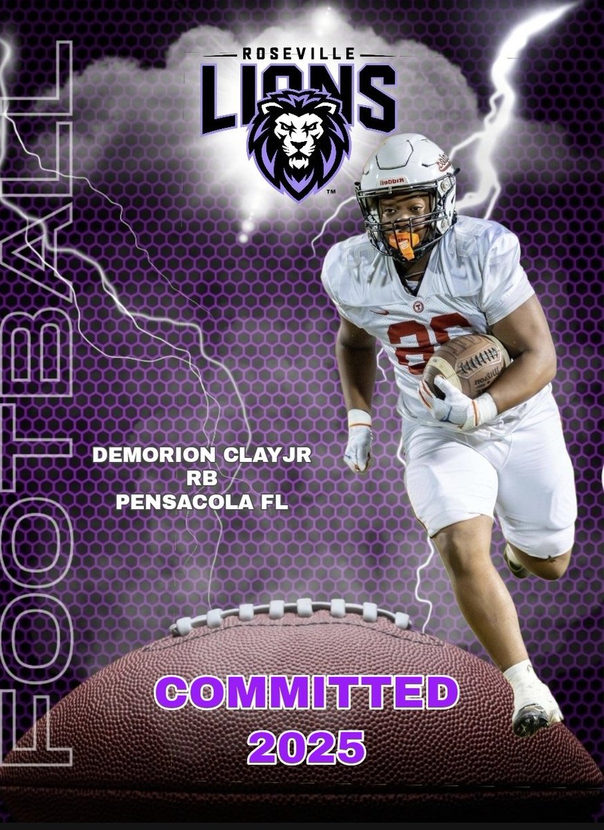 chrismorant2's tweet photo. 🏈 Welcome Demorion Clay Jr.! 🦁
The Roseville Lions are excited to have this standout RB from Pensacola, FL. Coach Chris Morant calls him a big back with huge potential!

📢 It’s not too late to join us for top-tier education &amp; training!
🌐 https://t.co/BI7D0QECnm
@MaxPreps https://t.co/iNqONO2P6Y