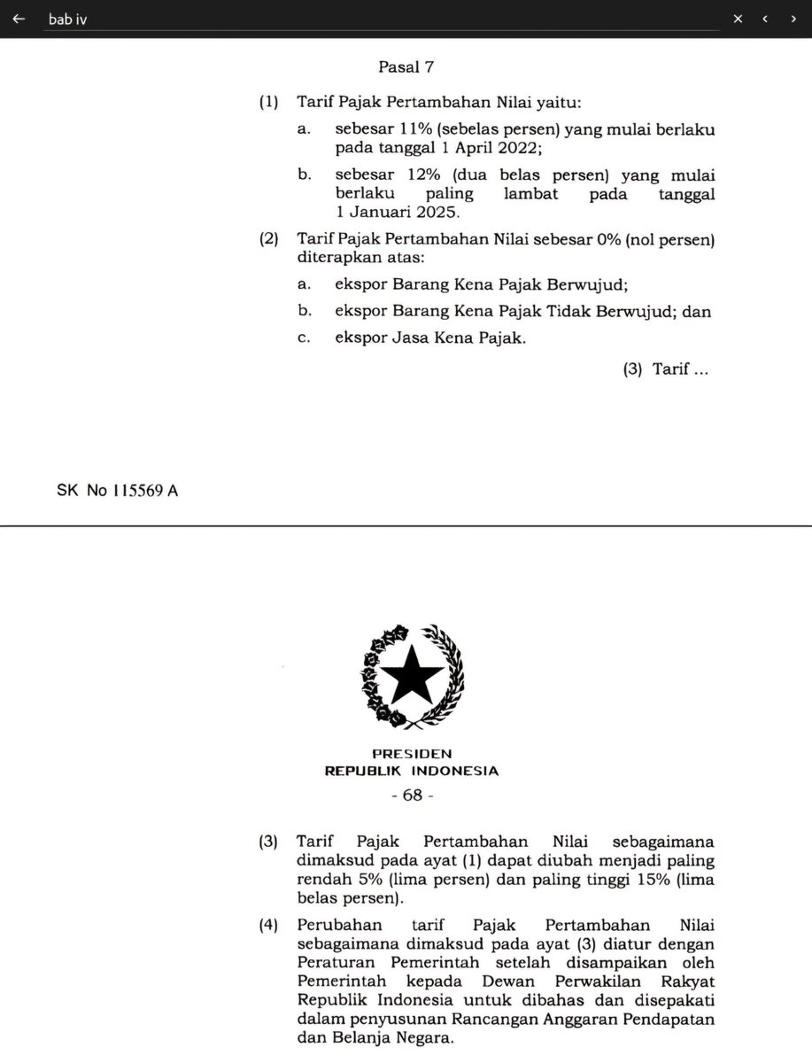 ciptoag's tweet photo. @satriawiguna77 @ch_chotimah2 @jokowi Baca baik2 UU 7/2021 itu khususnyq pasal 7 butir 1 dan 3. Pahami dan jawab siapa yg paling bertanggungjawab thdp kenaikan PPN 12% itu. https://t.co/QI4G4IrEdw