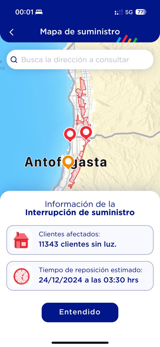 Christcan's tweet image. Sin energía eléctrica #Antofagasta