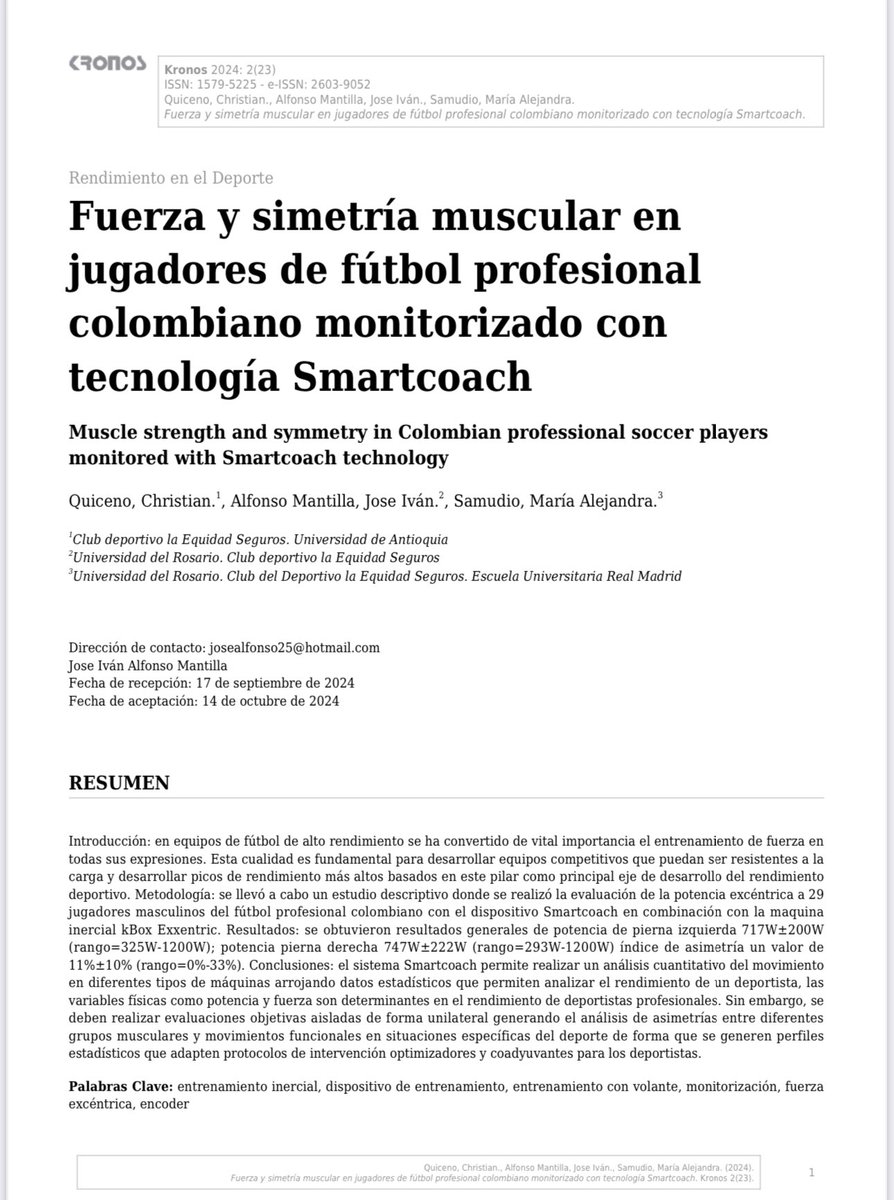 DocQuiceno's tweet photo. ‼️Artículo Nuevo‼️
Fuerza y simetría muscular en jugadores de fútbol profesional colombiano monitorizado con tecnología Smartcoach @Equidadfutbol @EquidadSportsMD Compartiendo Ciencia 🩺👨🏻‍⚕️⚽️
https://t.co/ABIdbDtxKb @smartcoach_tech https://t.co/GUhcgU86WU