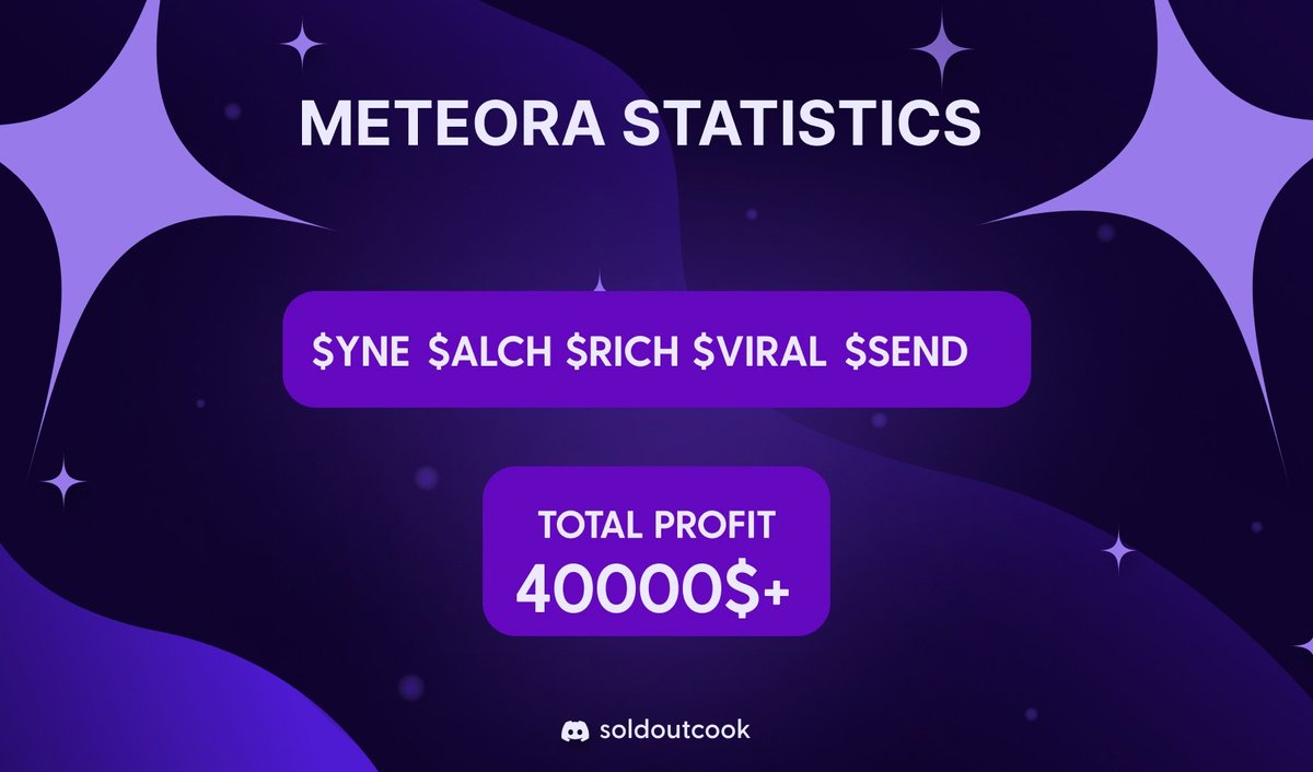 Soldoutcook's tweet image. Since December, they began to actively farm Meteora.
To date, the profit has amounted to more than $40,000.
Discord: discord.gg/soldoutcook