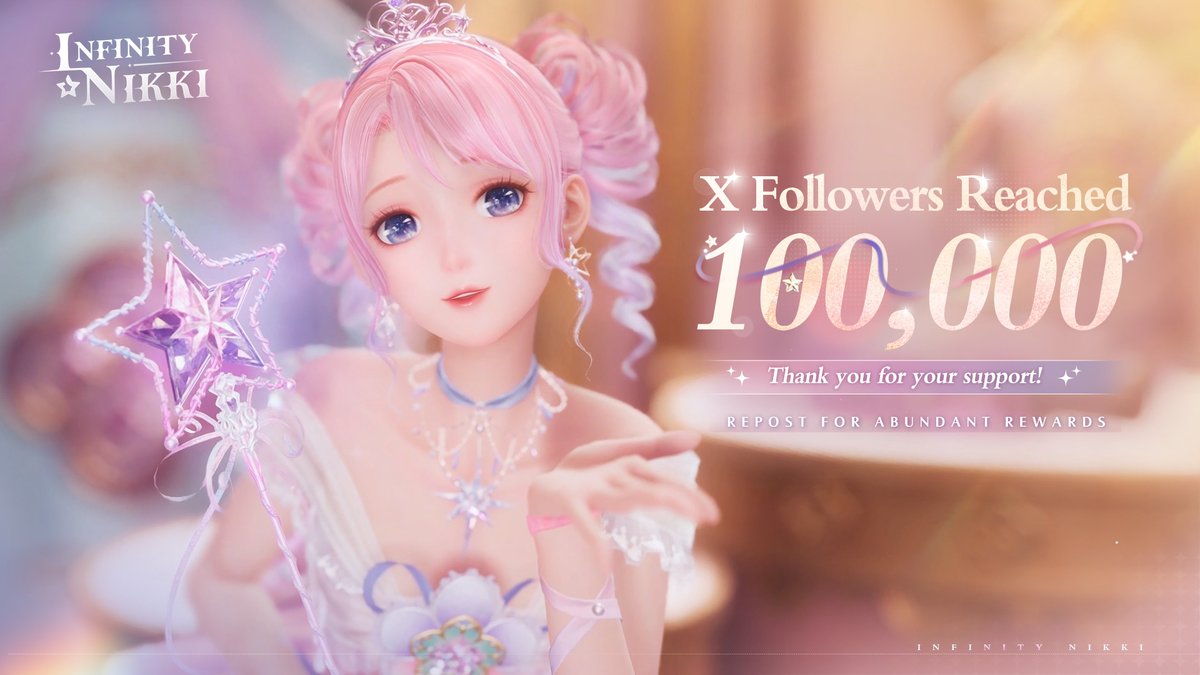 Infinity Nikki (@infinitynikkien) on Twitter photo Infinity Nikki Reaches 100,000 Followers on X 🎉
Dear Stylists, thank you for your incredible support!
Join us on this whimsical journey with your friends, and set off together toward a future of infinite wonders!
🎁Follow <a href="/InfinityNikkiEN/">Infinity Nikki</a> on X and repost this post with your Infinity Nikki Reaches 100,000 Followers on X 🎉
Dear Stylists, thank you for your incredible support!
Join us on this whimsical journey with your friends, and set off together toward a future of infinite wonders!
🎁Follow <a href="/InfinityNikkiEN/">Infinity Nikki</a> on X and repost this post with your