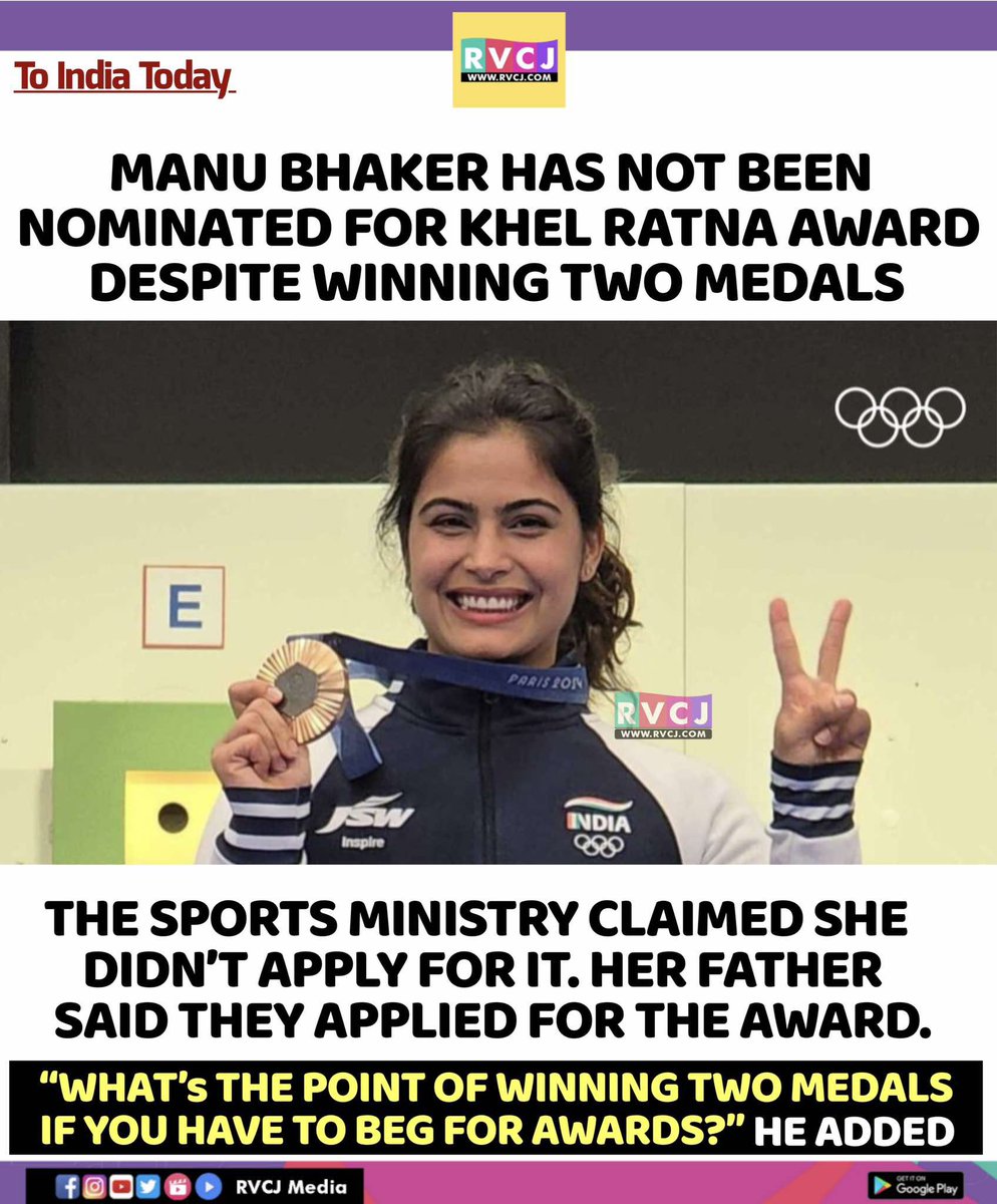 TwiilightMinds's tweet photo. It’s disheartening to see one of India’s brightest shooting stars, Manu Bhaker, missing from the list of Khel Ratna nominees this year. A young athlete who has consistently brought laurels to the nation with her extraordinary performances on international platforms
#ManuBhaker https://t.co/IZmIeSgOoJ